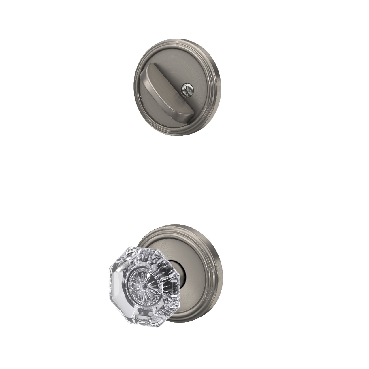 Inactive Handleset Interior with Alexandria Glass Knob