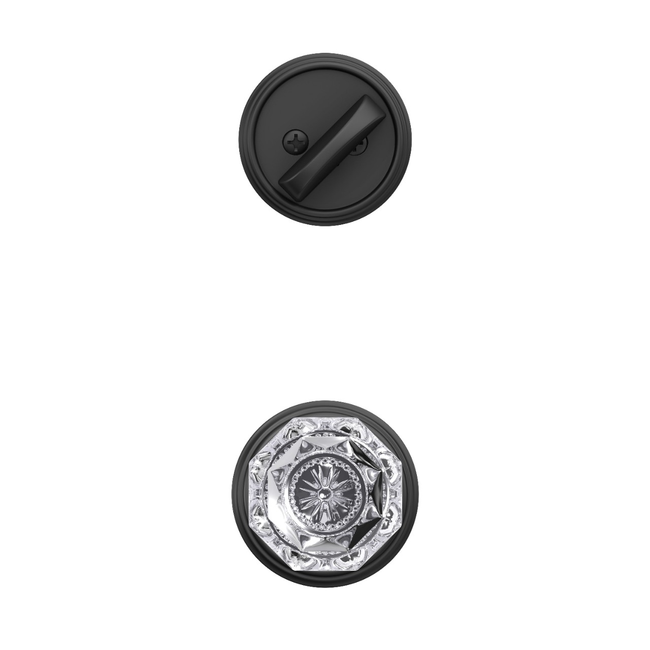 Inactive Handleset Interior with Alexandria Glass Knob