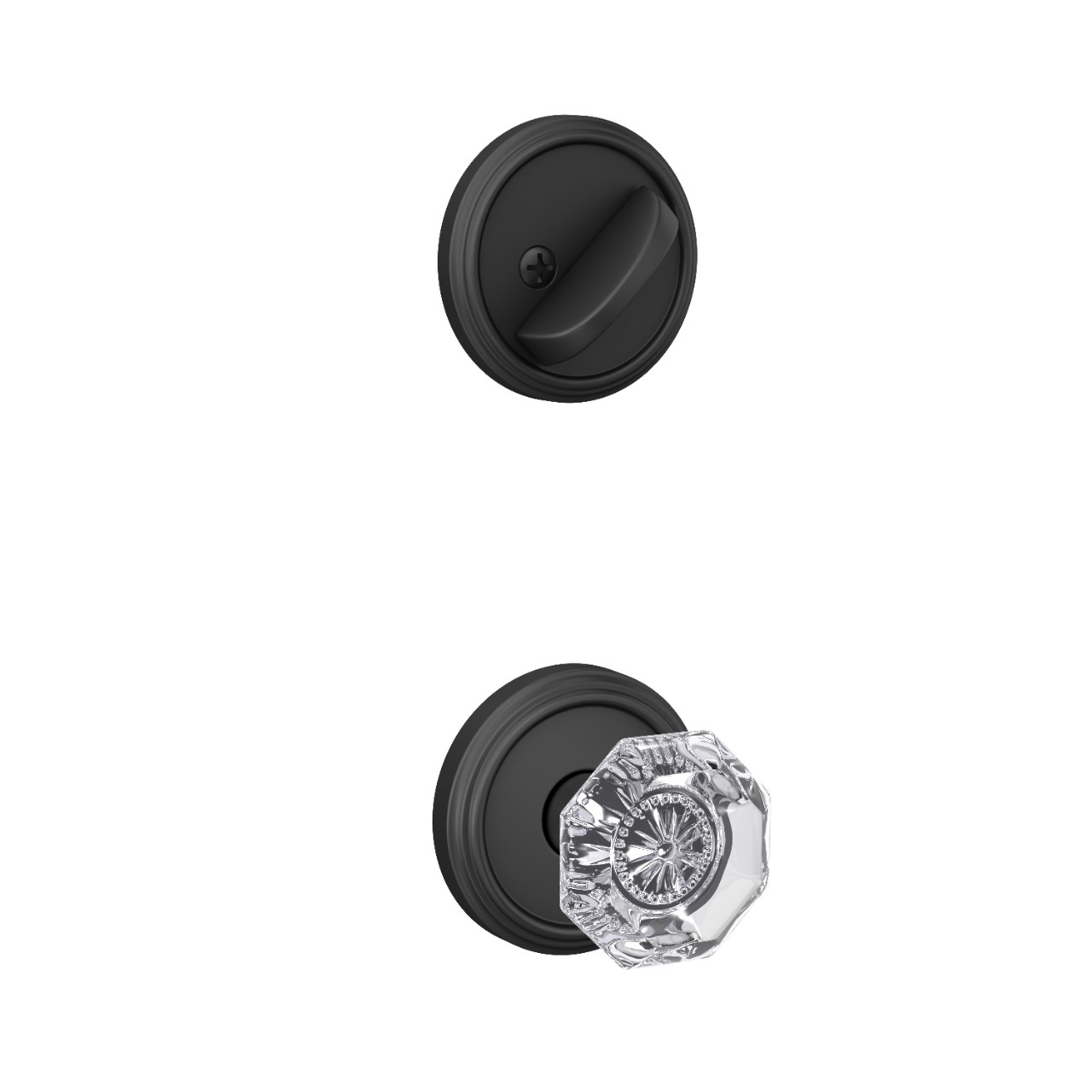 Inactive Handleset Interior with Alexandria Glass Knob