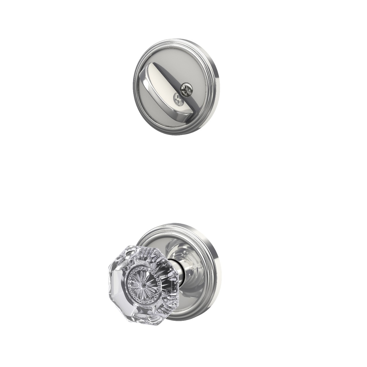Inactive Handleset Interior with Alexandria Glass Knob