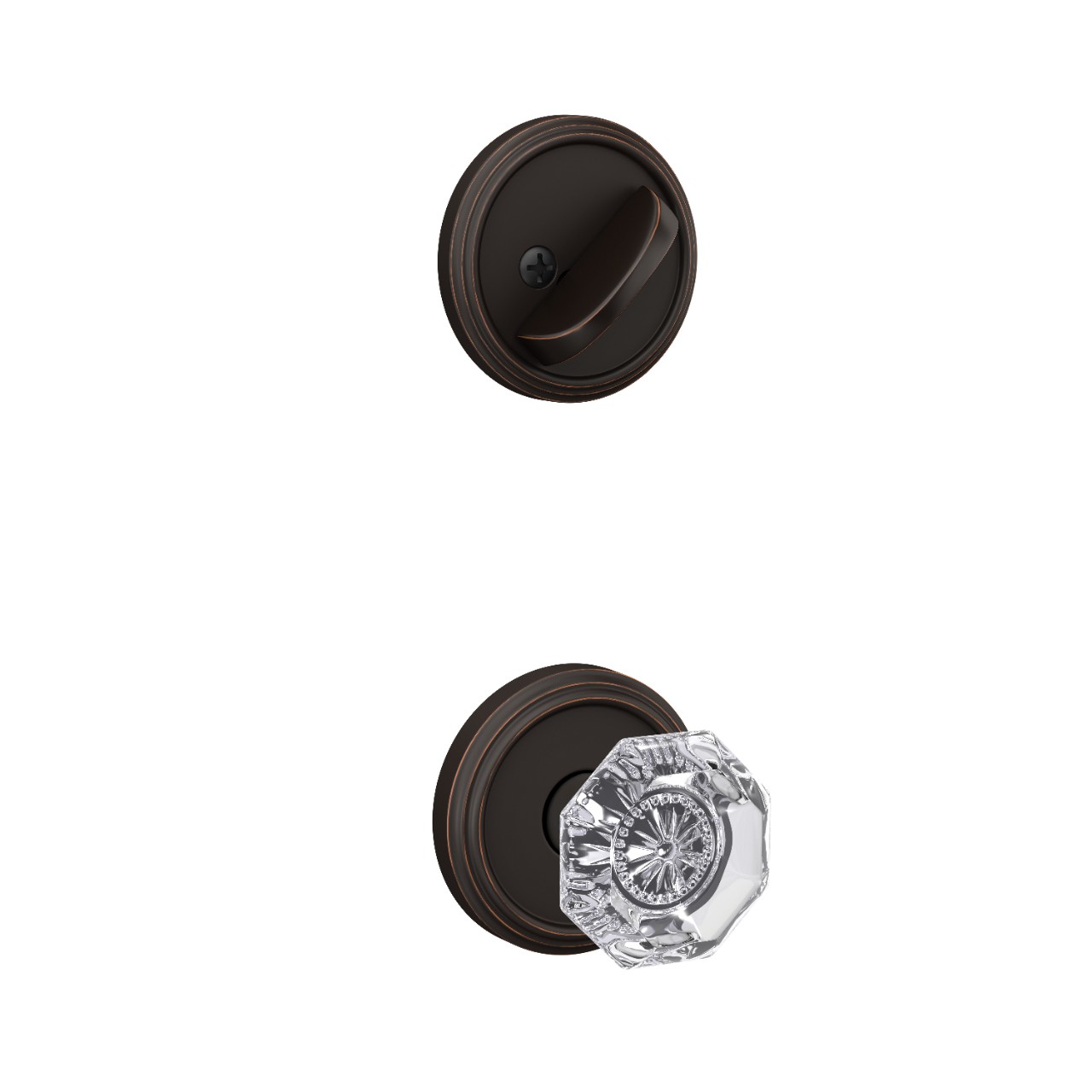 Inactive Handleset Interior with Alexandria Glass Knob