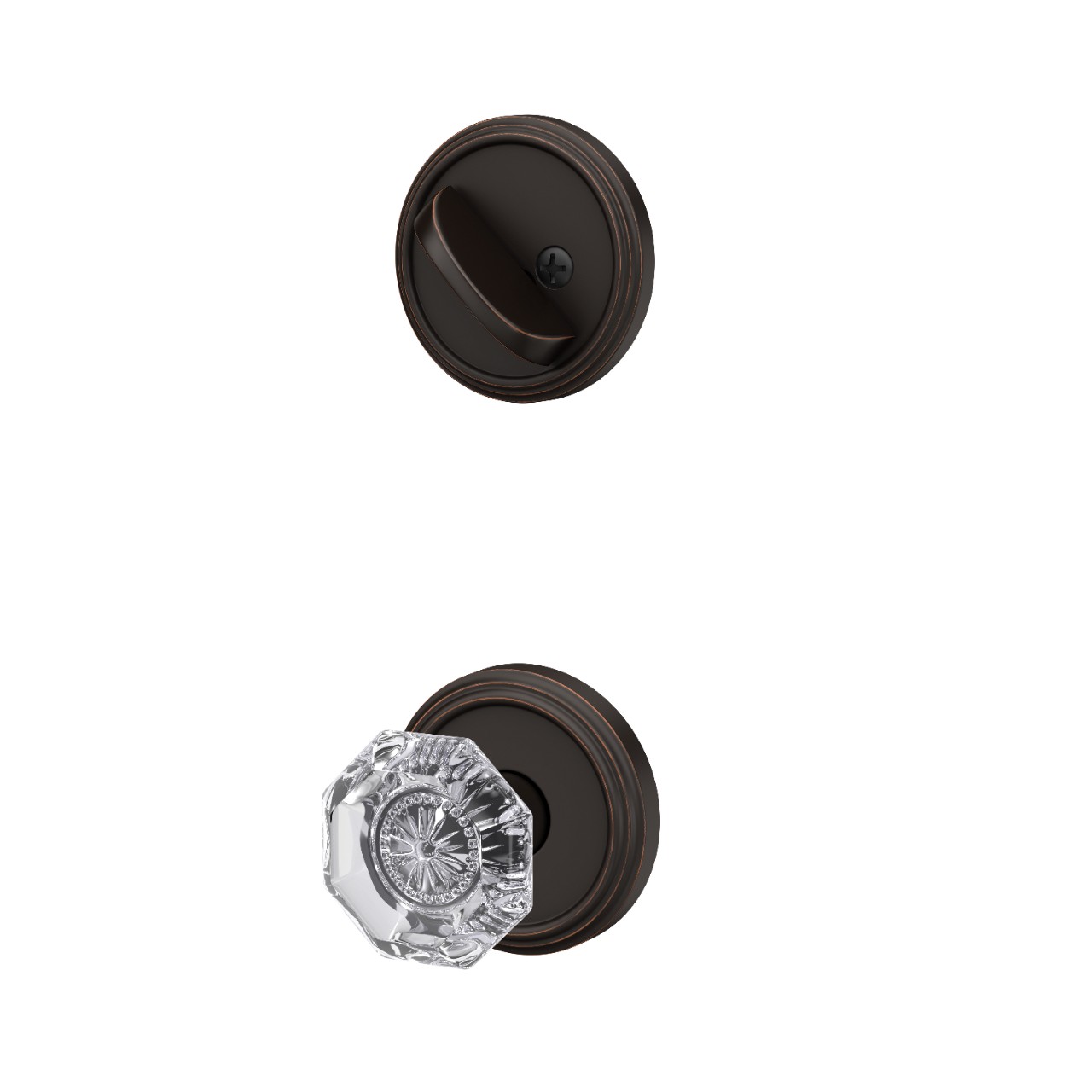 Inactive Handleset Interior with Alexandria Glass Knob