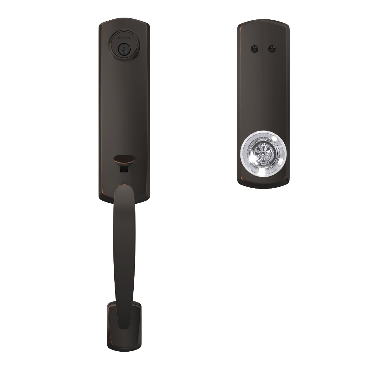 Custom 3/4 trim Inactive Handleset and Hobson Glass Knob with Greenwich Trim