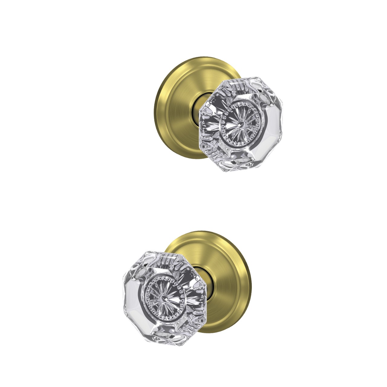 Custom Alexandria Glass Knob Combined Interior Hall-Closet and Bed-Bath Lock
