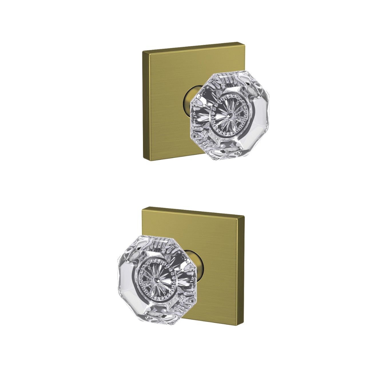Custom Alexandria Glass Knob Combined Interior Hall-Closet and Bed-Bath Lock