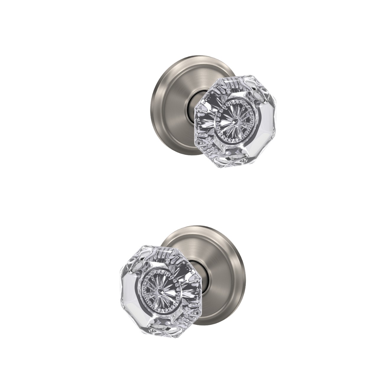 Custom Alexandria Glass Knob Combined Interior Hall-Closet and Bed-Bath Lock