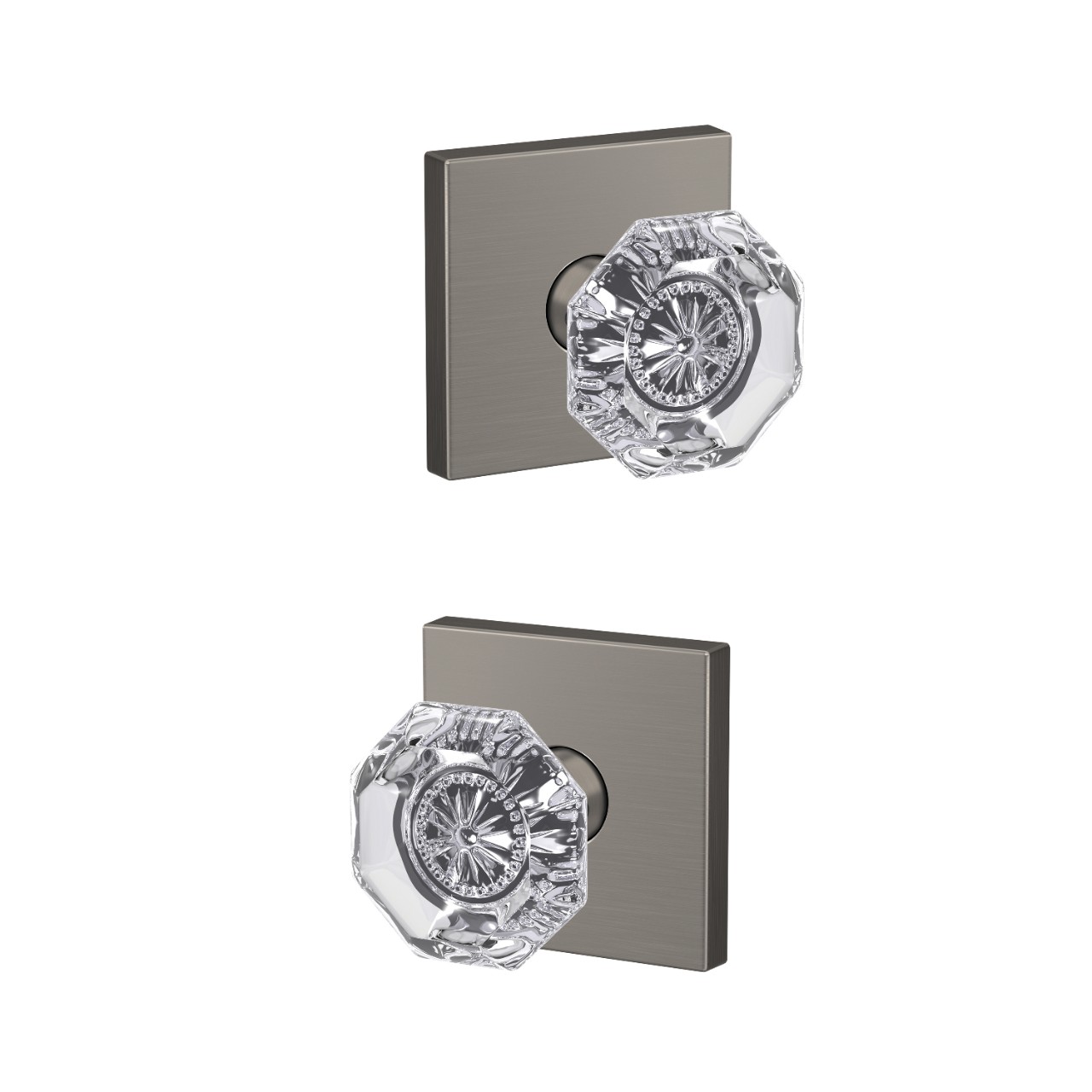 Custom Alexandria Glass Knob Combined Interior Hall-Closet and Bed-Bath Lock
