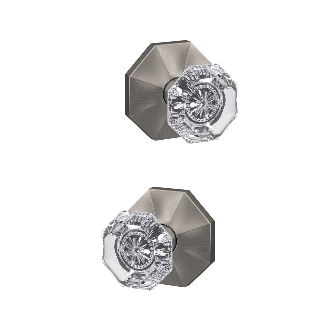 Custom Alexandria Glass Knob Combined Interior Hall-Closet and Bed-Bath Lock