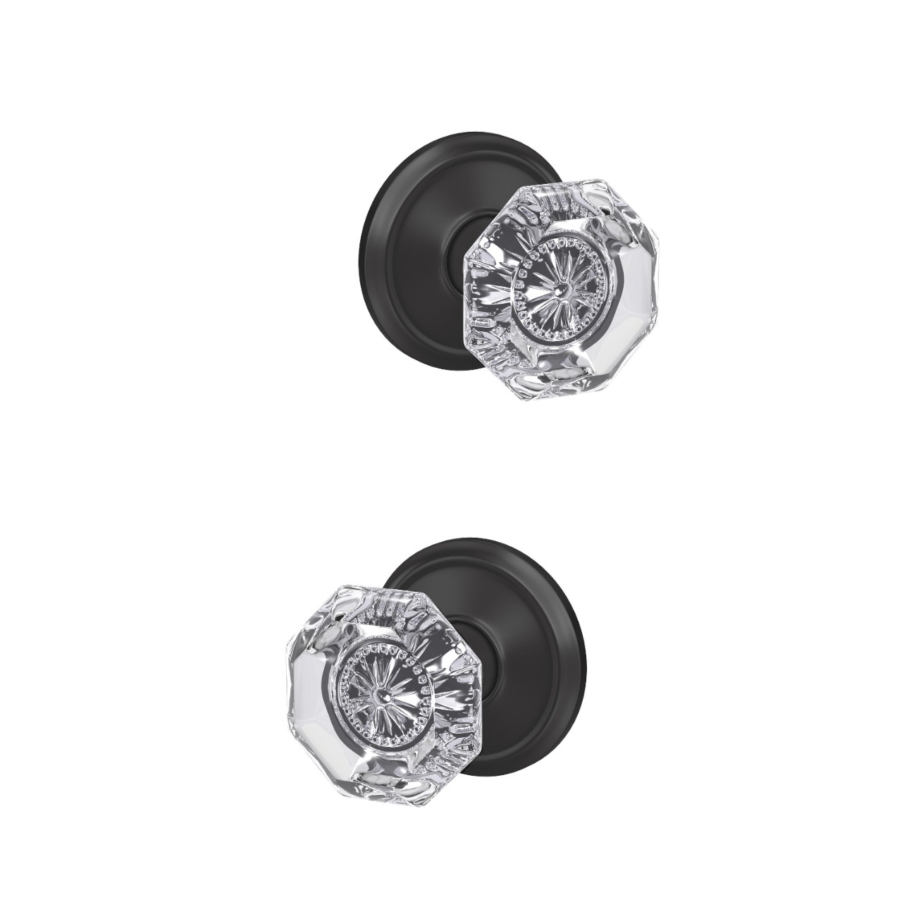 Custom Alexandria Glass Knob Combined Interior Hall-Closet and Bed-Bath Lock