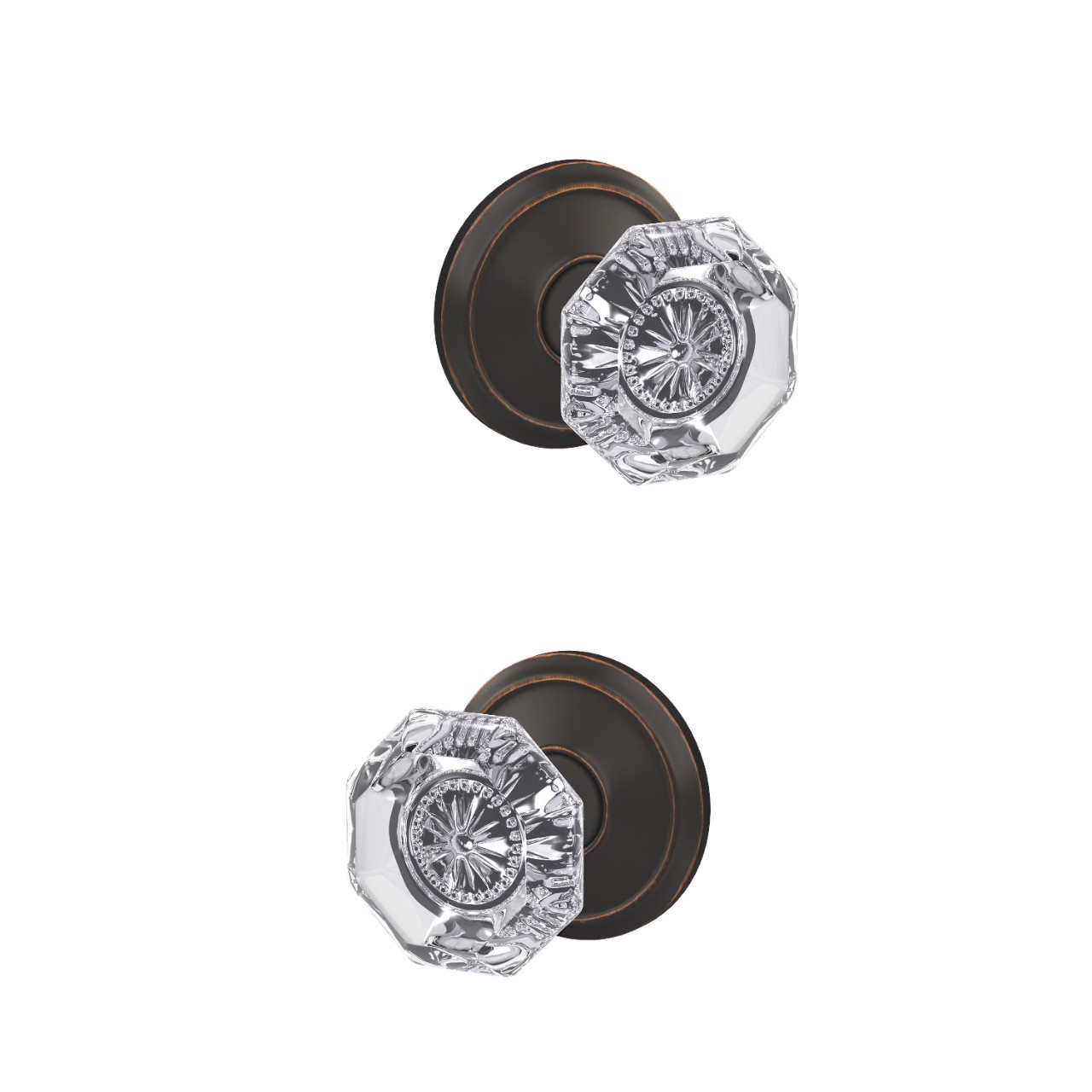 Custom Alexandria Glass Knob Combined Interior Hall-Closet and Bed-Bath Lock