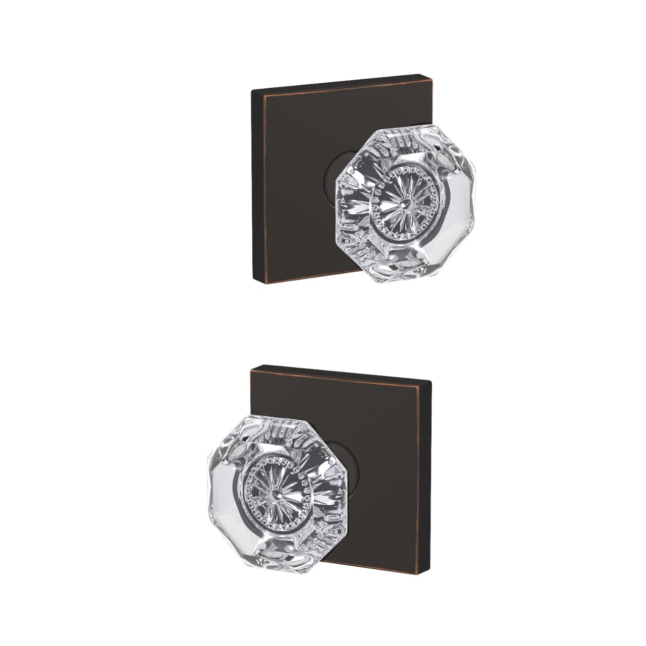 Custom Alexandria Glass Knob Combined Interior Hall-Closet and Bed-Bath Lock