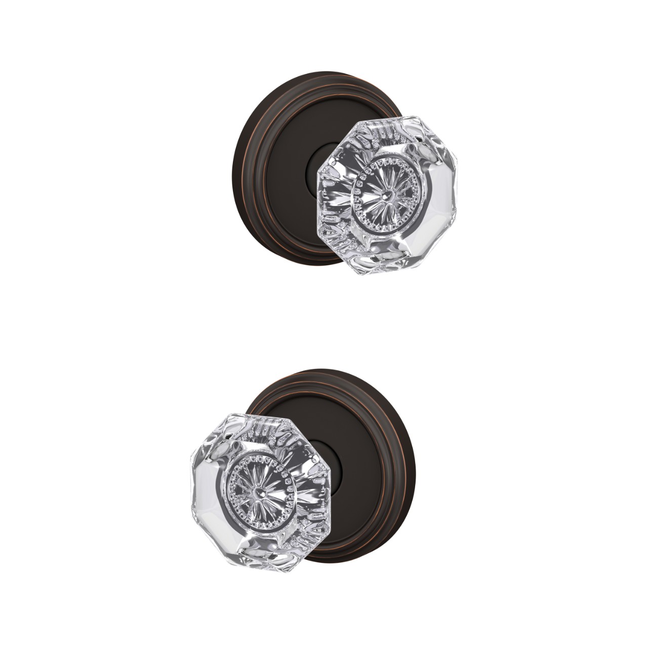 Custom Alexandria Glass Knob Hall-Closet and Bed-Bath Lock