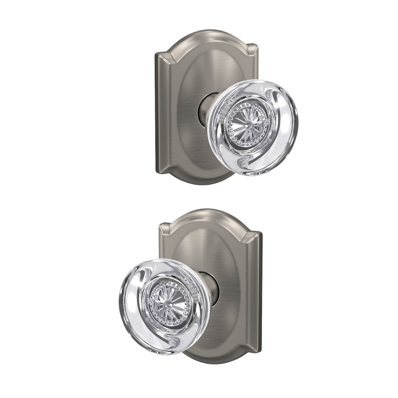 Custom Hobson Glass Knob Combined Interior Hall-Closet and Bed-Bath Lock