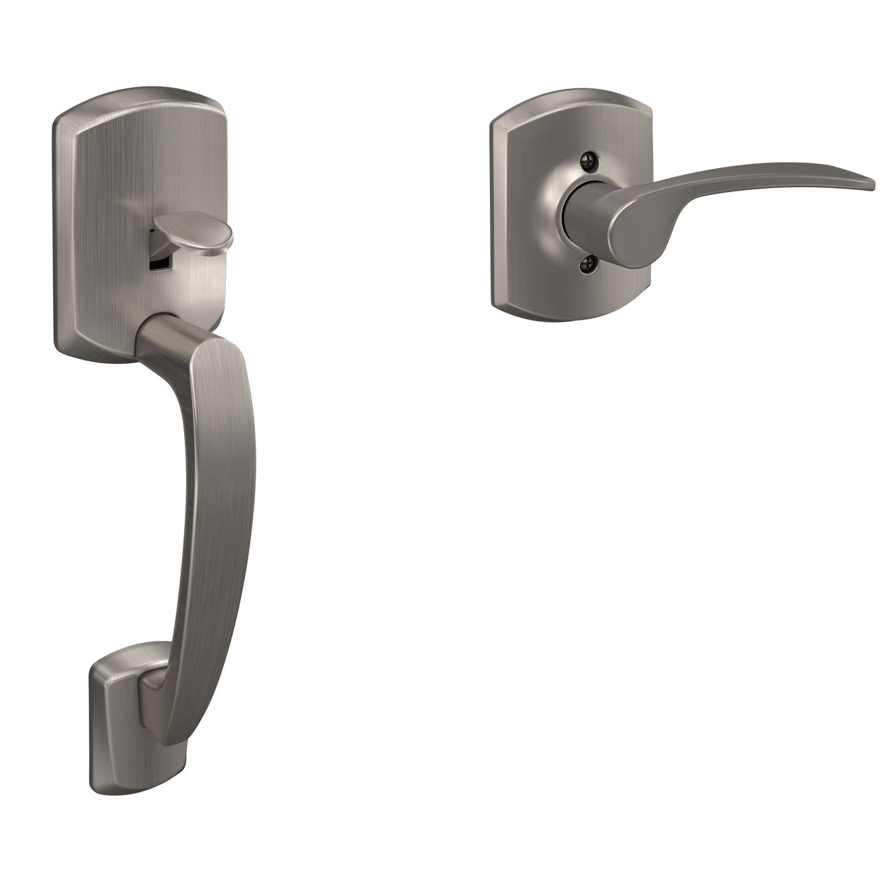 Front Entry Handle and Merano Lever with Greenwich Trim