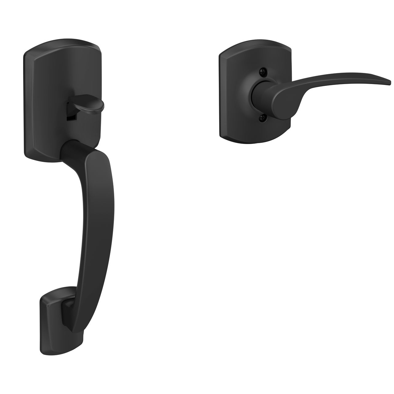 Front Entry Handle and Merano Lever with Greenwich Trim