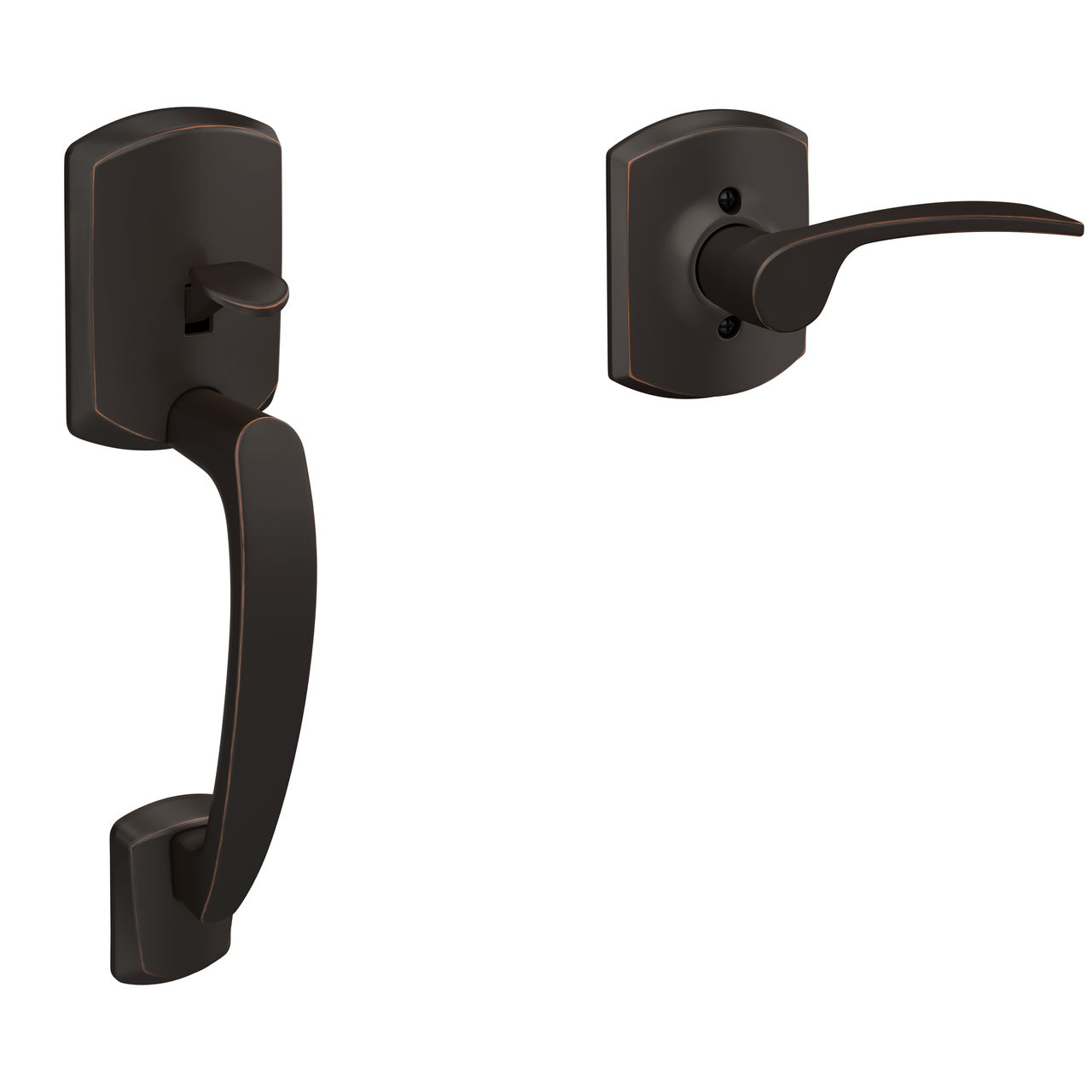 Front Entry Handle and Merano Lever with Greenwich Trim