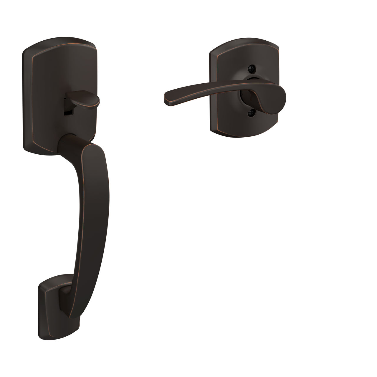 Front Entry Handle and Merano Lever with Greenwich Trim