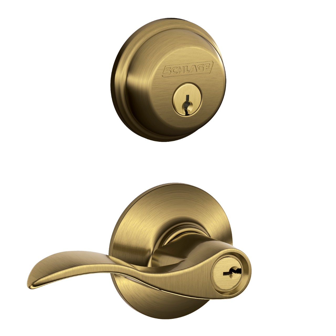 Single Cylinder Deadbolt and Accent Lever Keyed Entry Lock
