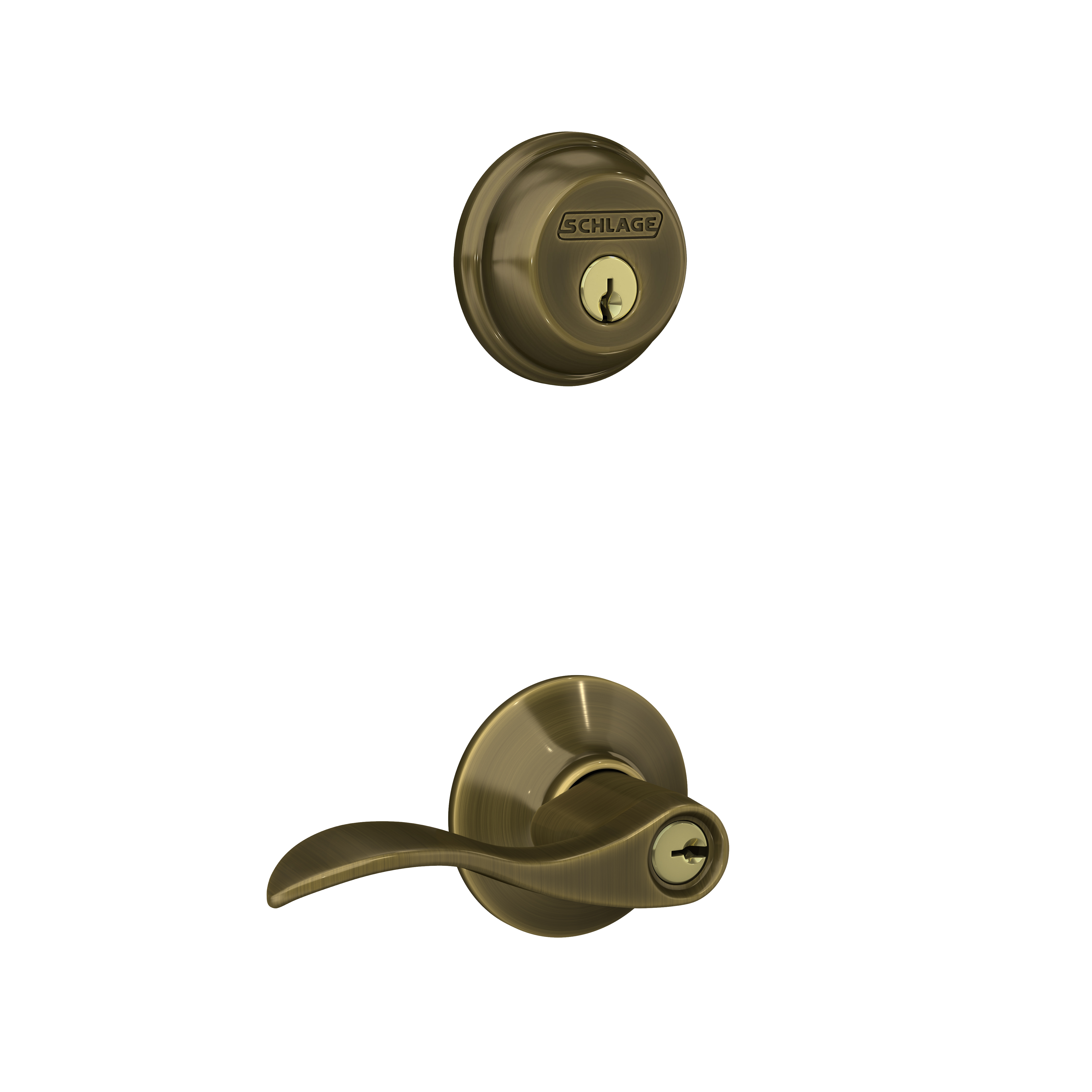 Single Cylinder Deadbolt and Accent Lever Keyed Entry Lock
