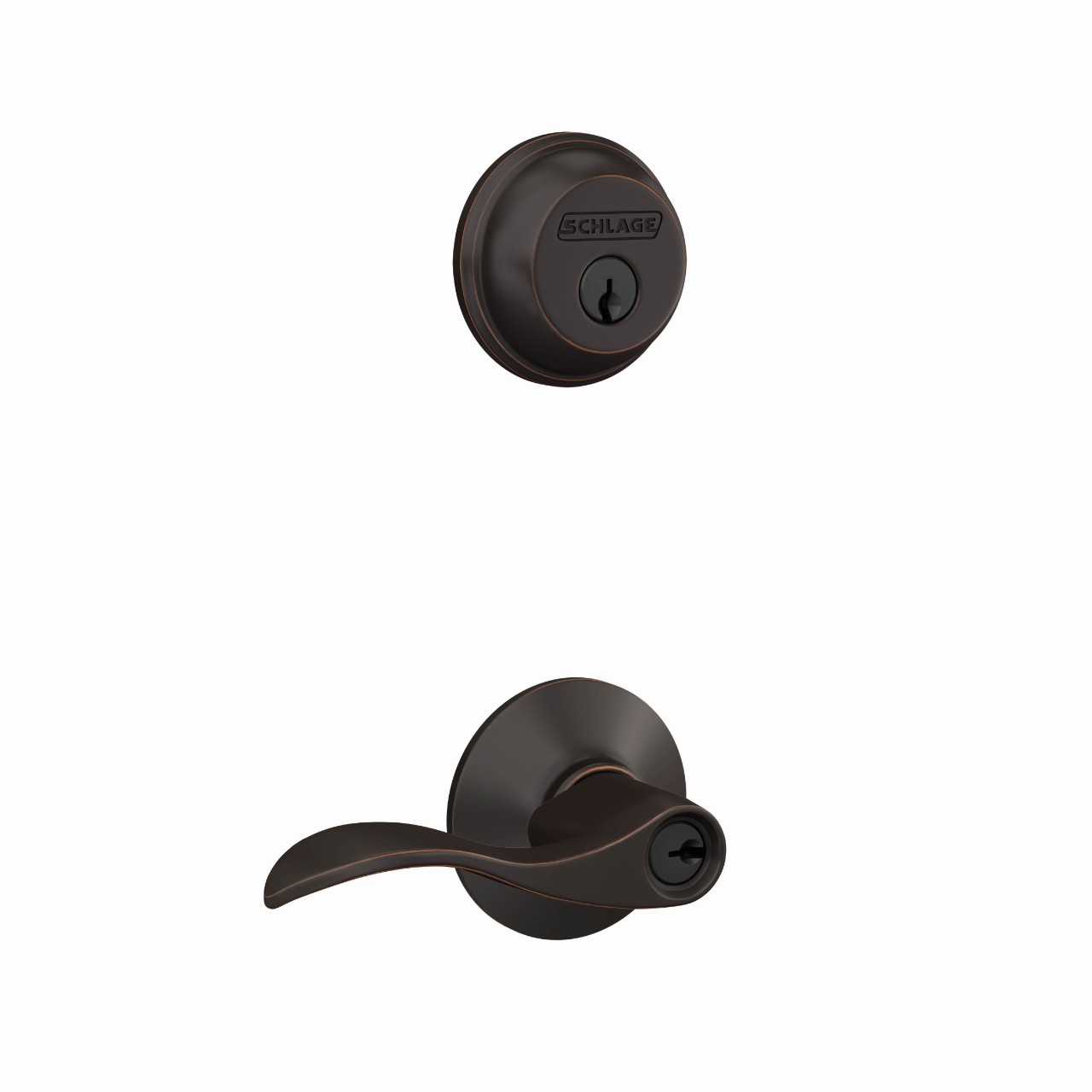 Single Cylinder Deadbolt and Accent Lever Keyed Entry Lock