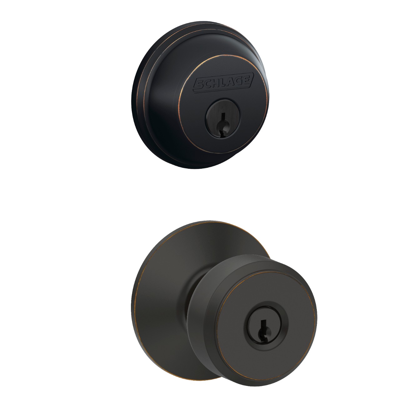Single Cylinder Deadbolt and Bowery Knob Keyed Entry Lock