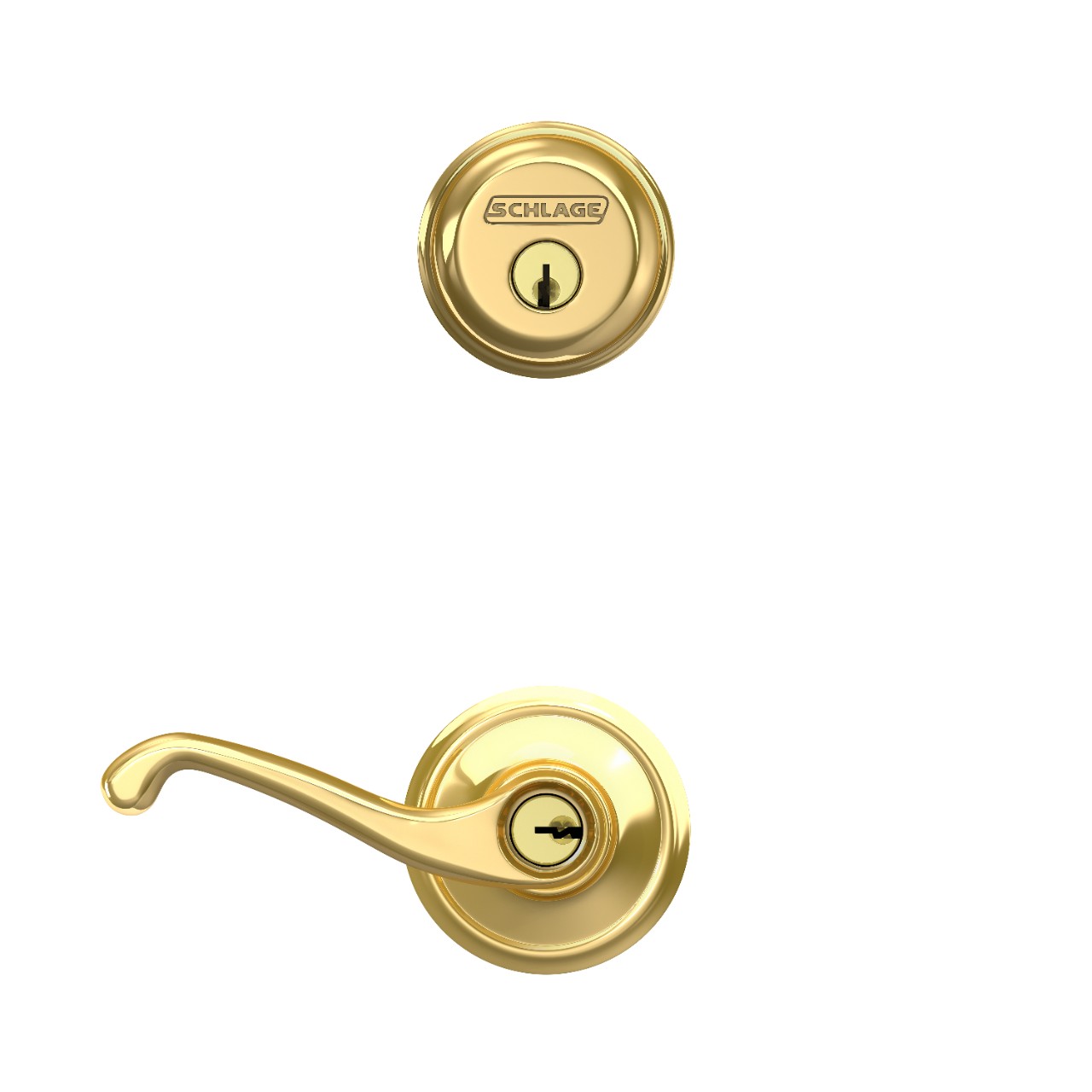 Single Cylinder Deadbolt and Flair Lever Keyed Entry Lock