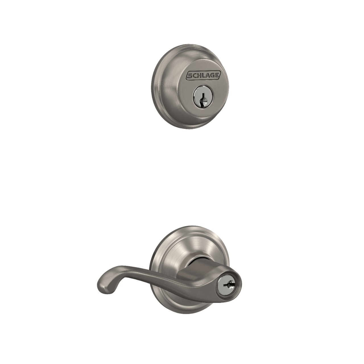 Single Cylinder Deadbolt and Flair Lever Keyed Entry Lock