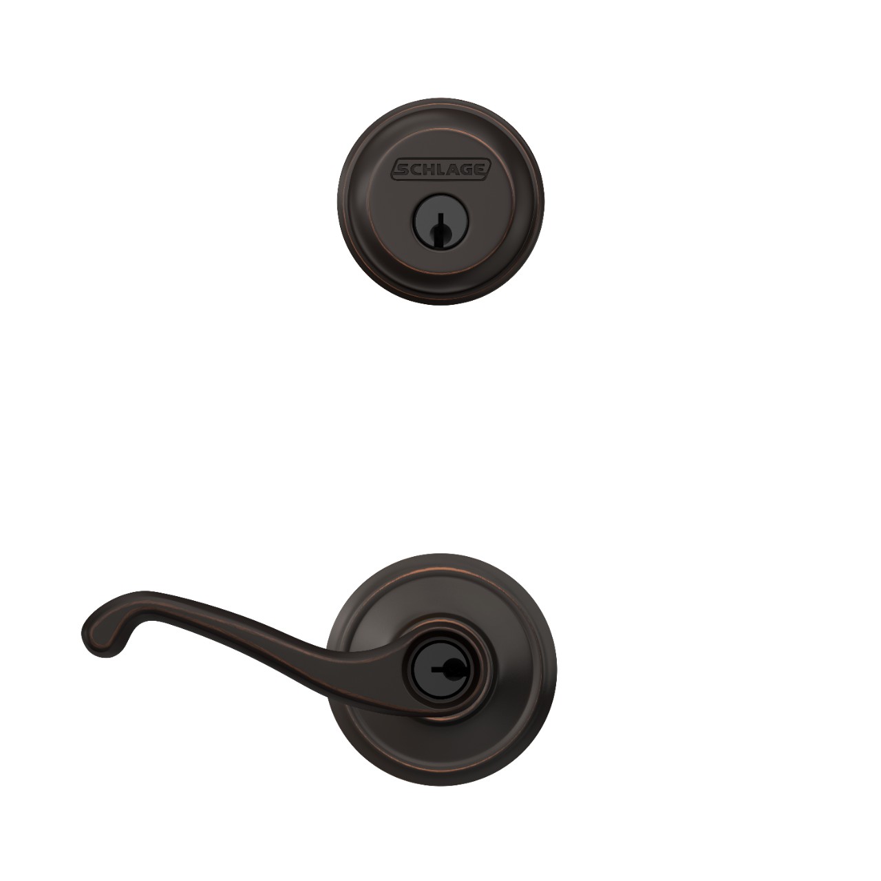 Single Cylinder Deadbolt and Flair Lever Keyed Entry Lock