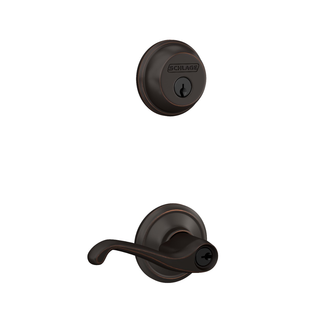 Single Cylinder Deadbolt and Flair Lever Keyed Entry Lock