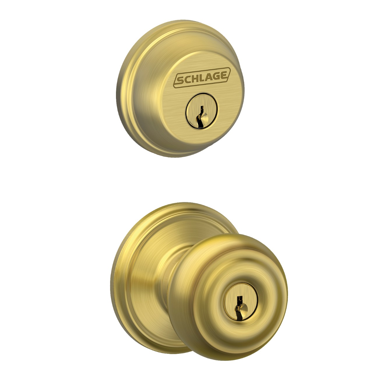Single Cylinder Deadbolt and Georgian Knob Keyed Entry Lock
