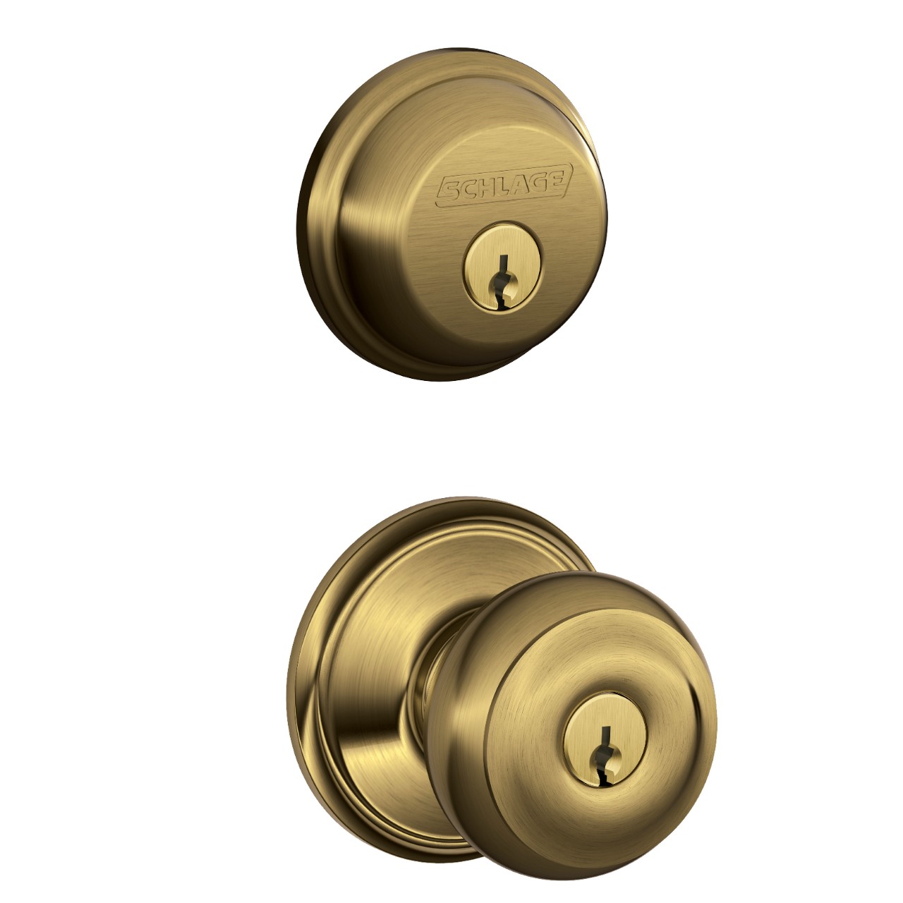 Single Cylinder Deadbolt and Georgian Knob Keyed Entry Lock