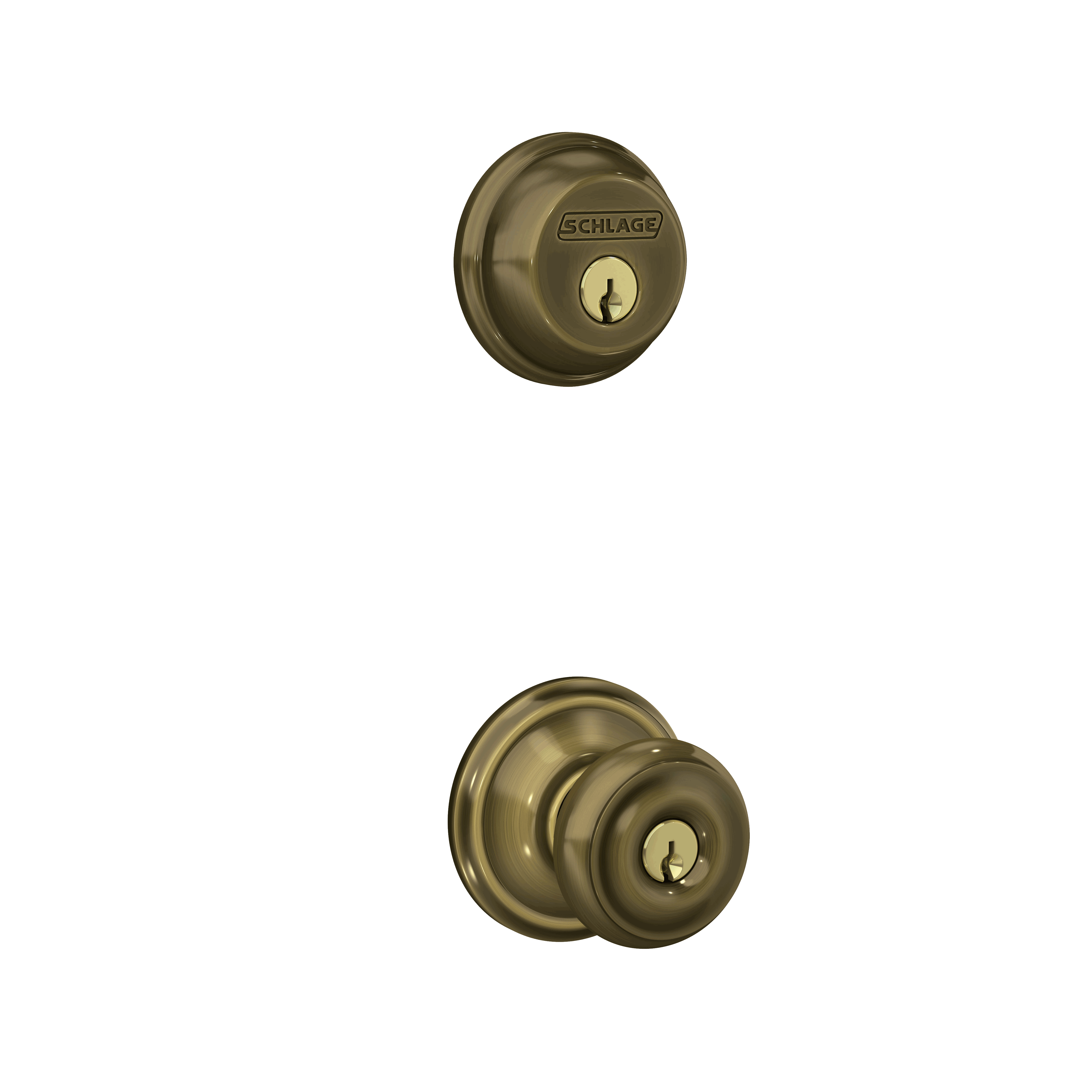 Single Cylinder Deadbolt and Georgian Knob Keyed Entry Lock