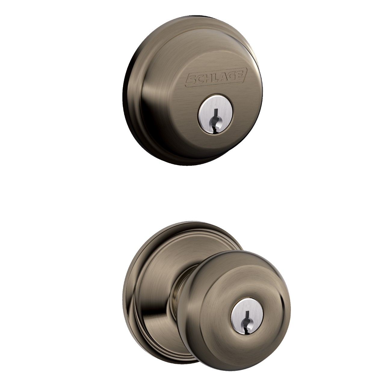 Single Cylinder Deadbolt and Georgian Knob Keyed Entry Lock