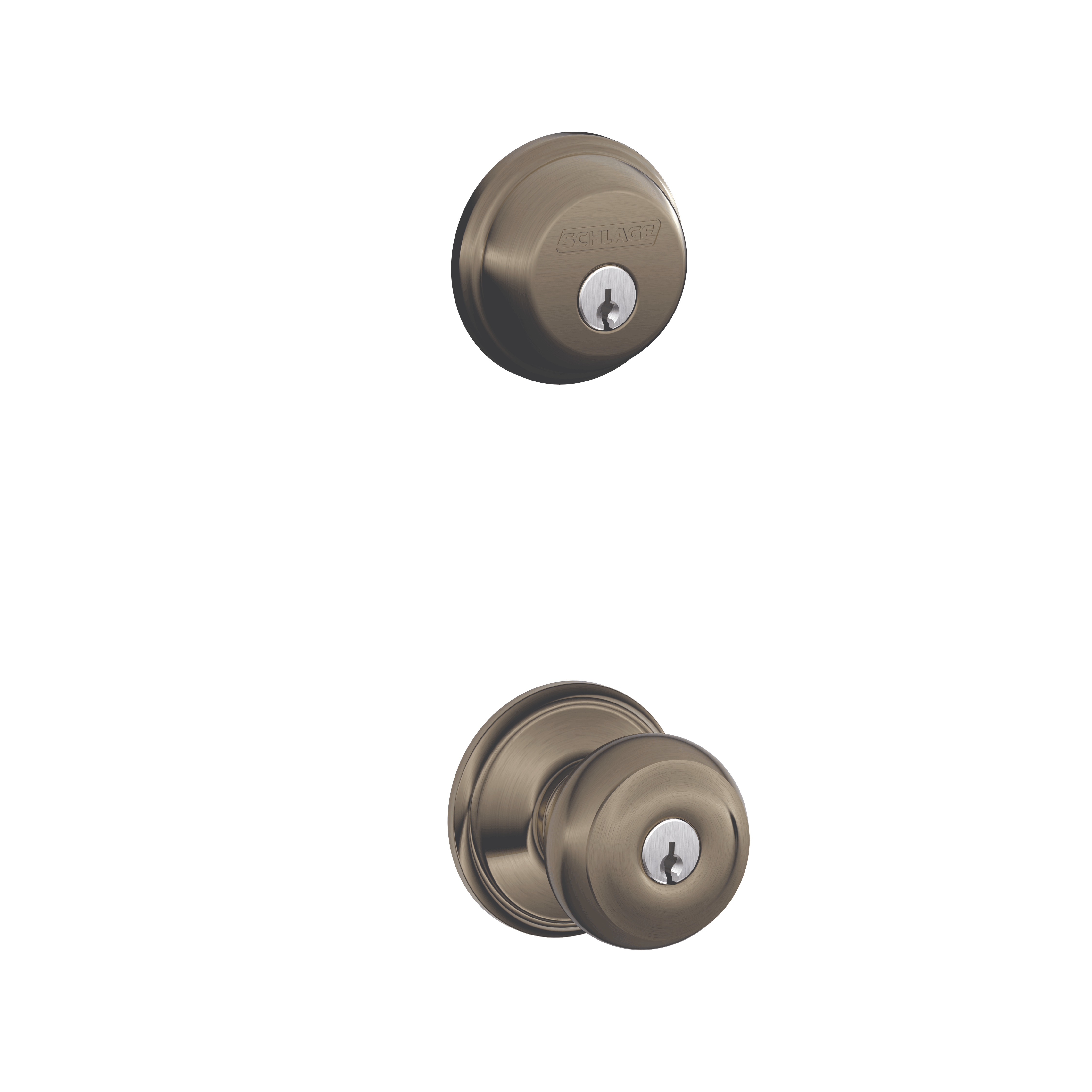 Single Cylinder Deadbolt and Georgian Knob Keyed Entry Lock