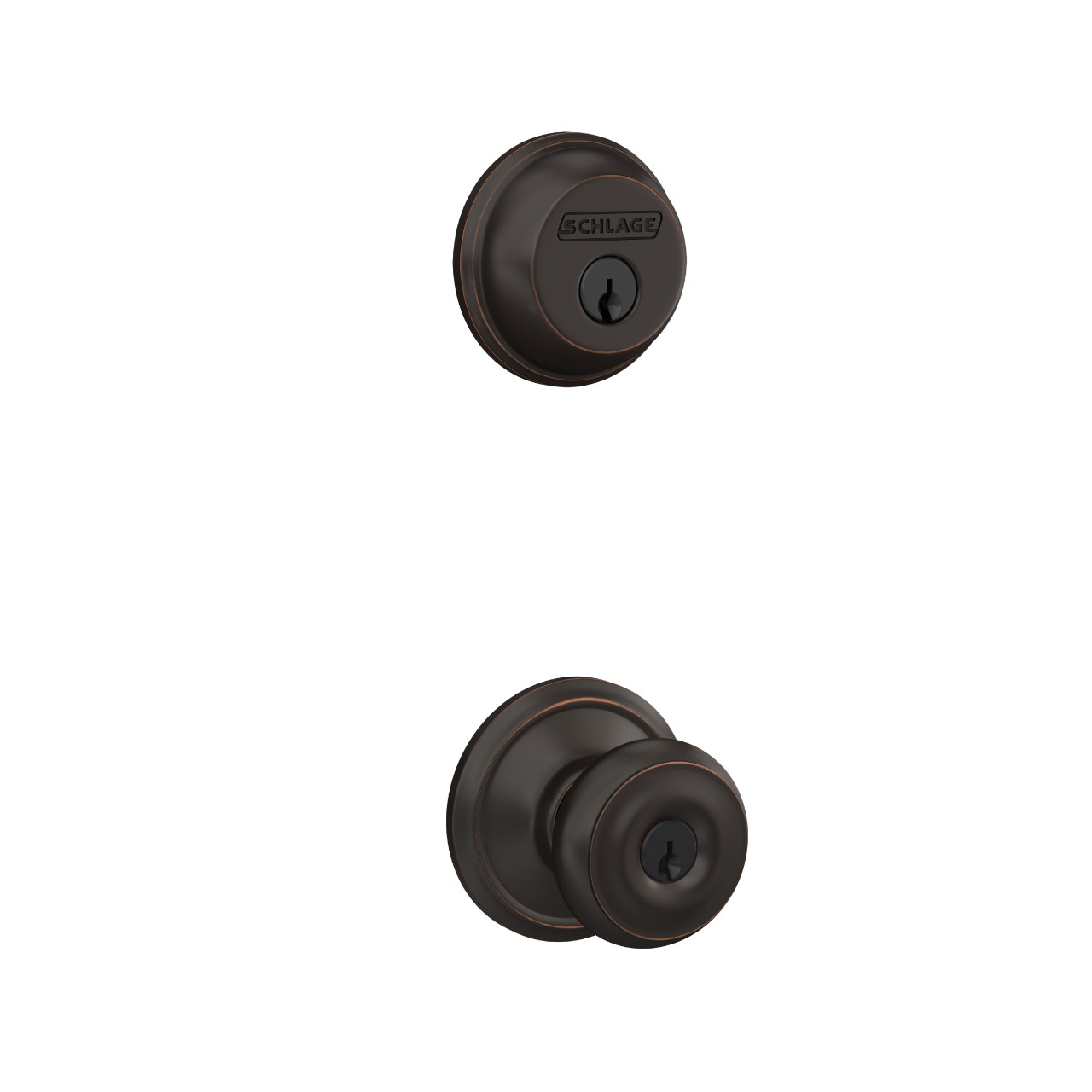 Single Cylinder Deadbolt and Georgian Knob Keyed Entry Lock