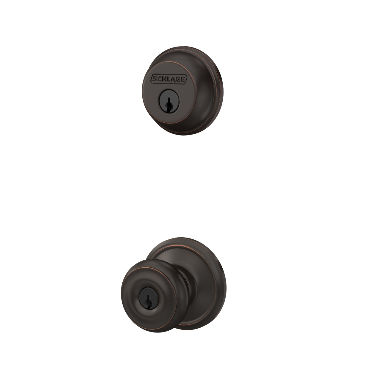 Single Cylinder Deadbolt and Georgian Knob Keyed Entry Lock