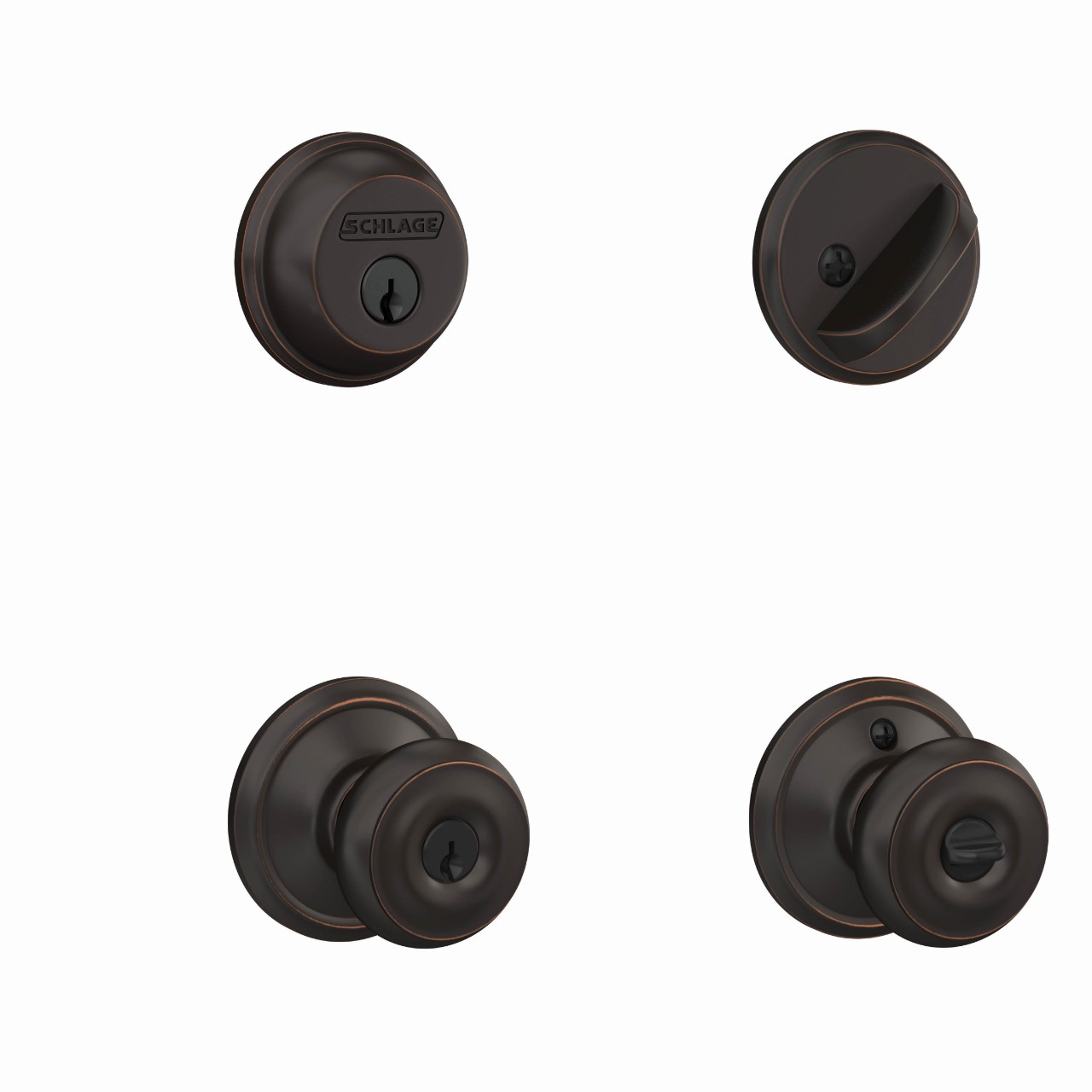 Single Cylinder Deadbolt and Georgian Knob Keyed Entry Lock