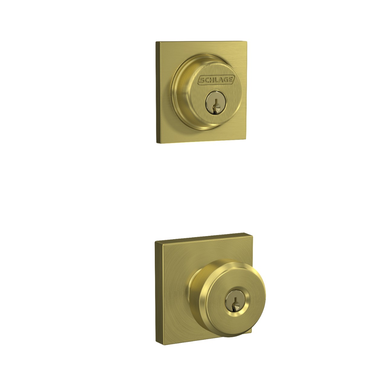 Single Cylinder Deadbolt and Bowery Knob Keyed Entry Lock with Collins Trim