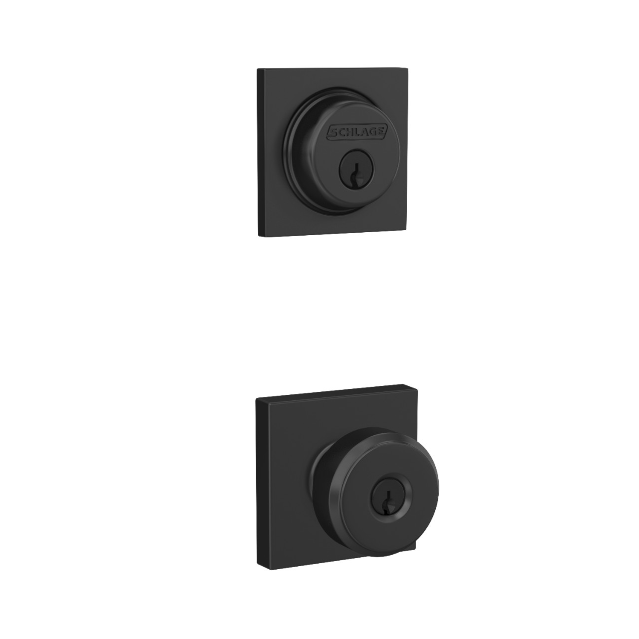 Single Cylinder Deadbolt and Bowery Knob Keyed Entry Lock with Collins Trim