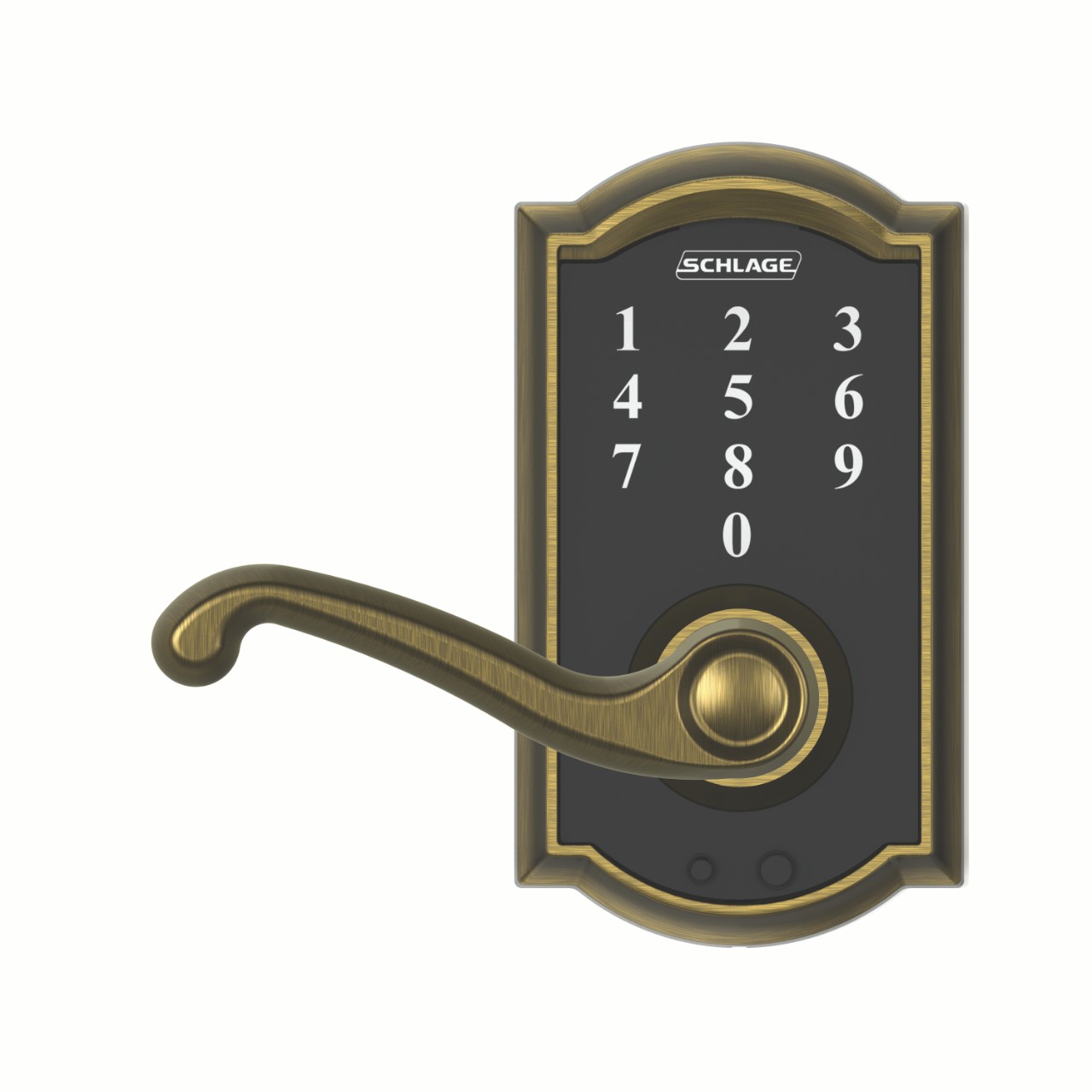 Schlage Touch Keyless Touchscreen Lever with Camelot trim and Flair Lever