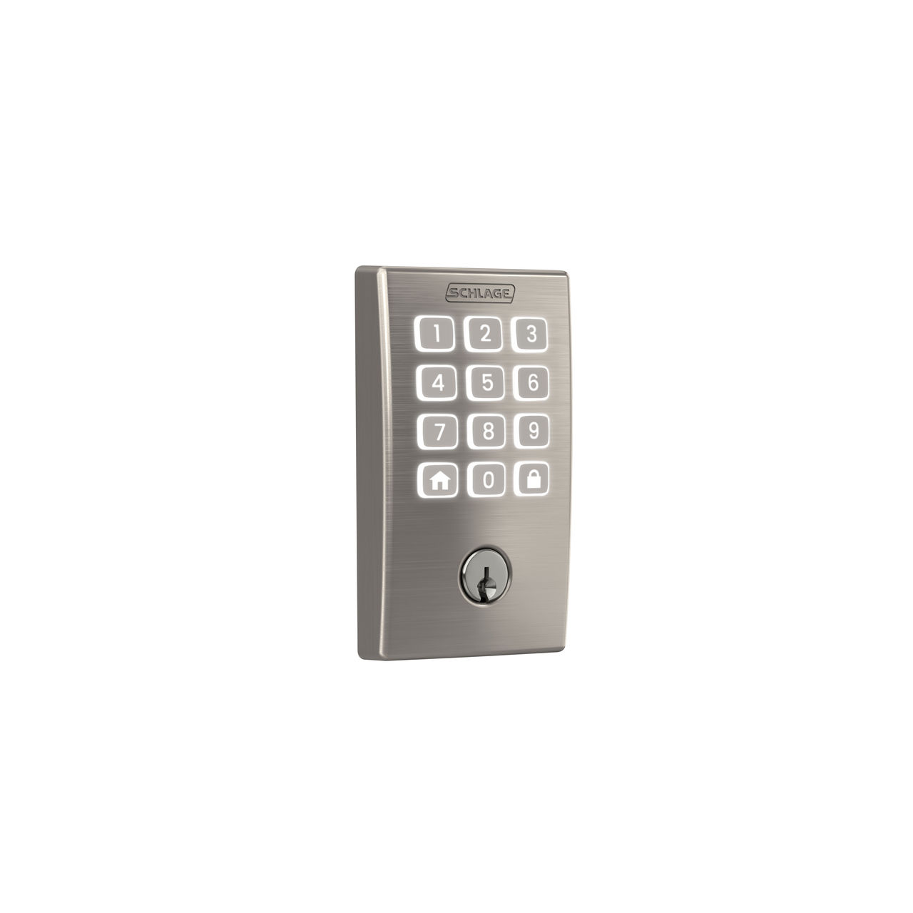 Schlage Arrive Smart WiFi Deadbolt with Century trim and push-button keypad in Satin Nickel