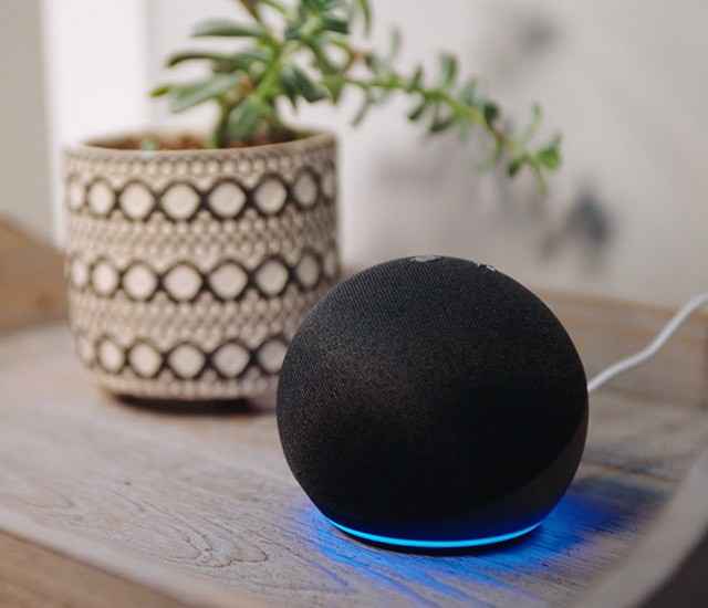 Alexa voice assistant on Echo smart speaker.