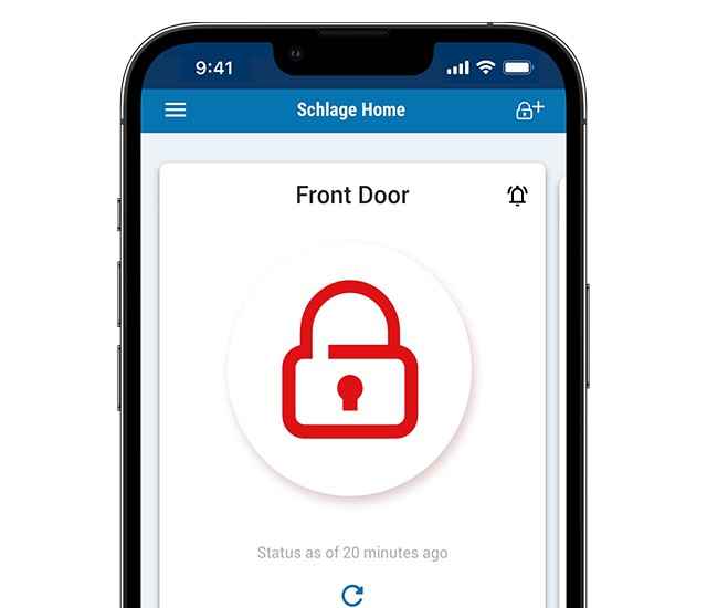 Schlage Home app lock/unlocking screen.