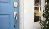 Schlage Encode wifi lock on blue front door.