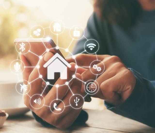 Planning smart home features on smartphone.